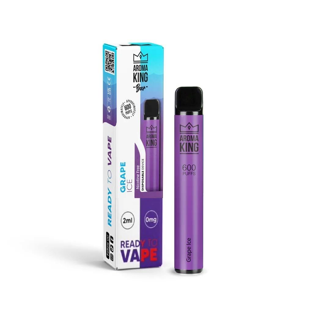 Aroma King 600 Puffs, Disposable Vape Pod Kit, Prefilled & Precharged, Draw Activated E-Cigarette Vape Pen, 0MG No Nicotine (Grape Ice)