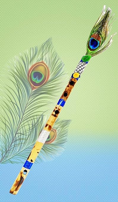 Awadh Bamboo Flute | Bansuri | Natural Medium Scale | for Professional/Beginner Basuri | Traditional flute with Peacock feather | Bansuri with Mor Pankh (pack of 1) |-image-47