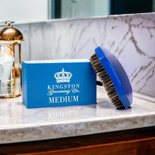 Miniatura 7 de Cepillo de onda media para hombres 360, cepillo de pelo de cerdas de jabalí para hombre, perfecto para cabello, barbas u ondas, caja de viaje