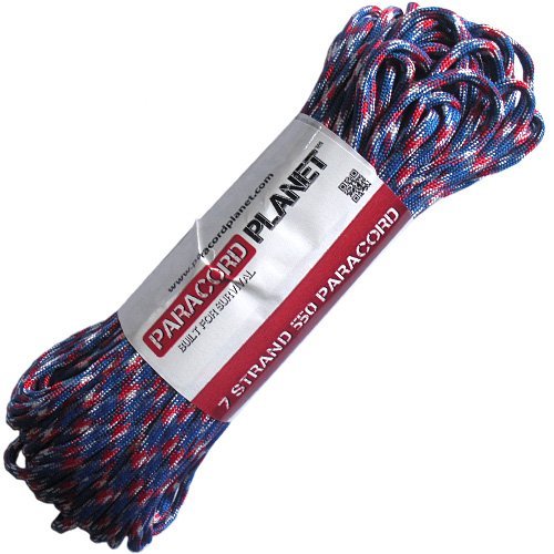 Paracord Planet Mil-Spec Commercial Grade 550lb Type III Nylon Paracord Red, White & Blue Camo