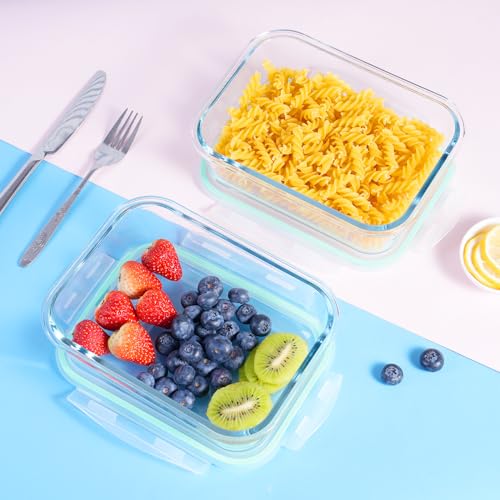 LXUDN 3er Meal Prep Boxen Glas, BPA-Frei Glasdosen mit Deckel, Vorratsdosen Frischhaltedosen Glas mit Deckel, Glasschüssel mit Deckel (1040ml, 680ml, 410ml), DD-320 6