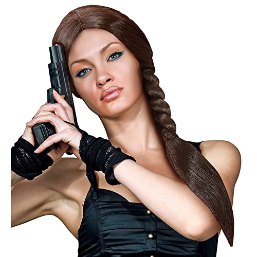 W WIDMANN MILANO Party Fashion T0740 - Perruque Lara, brun foncé, cheveux synthétiques, tresses, coiffure tressée