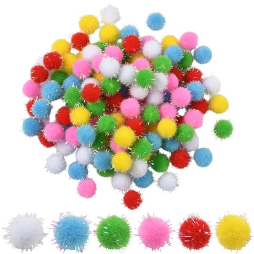 SUNNYCLUE 120 Stück 6 Farben 15mm Lametta Pompon Bälle Glitzer...