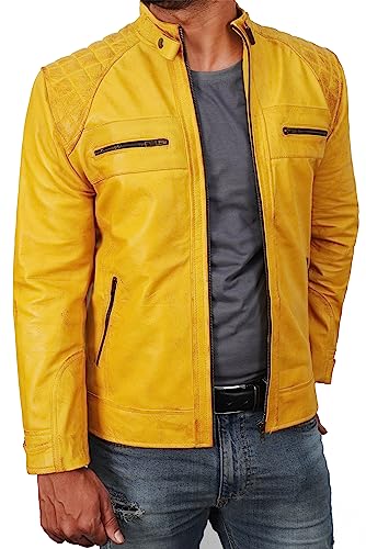 Image of Mens Vintage Retro Biker Cafe Racer Jackets - Diamond Quilted Style Genuine Leather Motorcycle Jacket