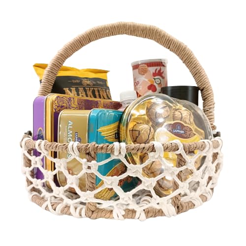 YELLOW Ribbon Metal Jute Basket Gift Hamper Baskets For Gifting