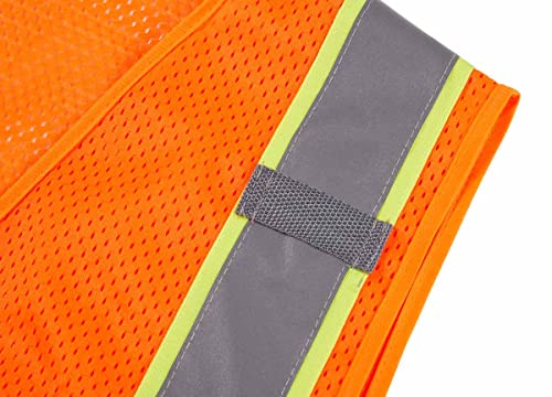 3C Products Sv2600,Ansi/Isea Class 2,High Visibility Mesh Vest,2” Reflective W/Yellow Binding, Zipper,9 Pockets, Neon Orange,S #TOP7