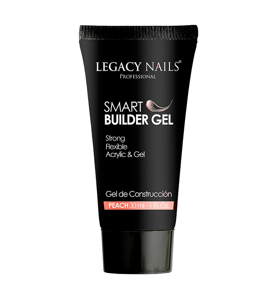 LEGACY NAILSSMART BUILDER GEL 1oz - Odor-Less, Full-Color Coverage, Advanced Viscosity Formula, Perfect for Sculpting Nail Extensions (Peach)