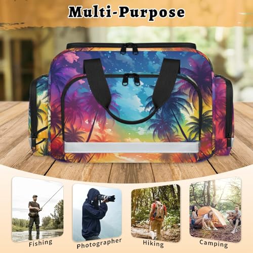 Anti-Scratch Duffle Bag for Travel 25x17.7x11.2 Inch - Waterproof Duffel Bag for Camping Fitness, Durable EMS Gear for First Responders Beach Palm Tree3