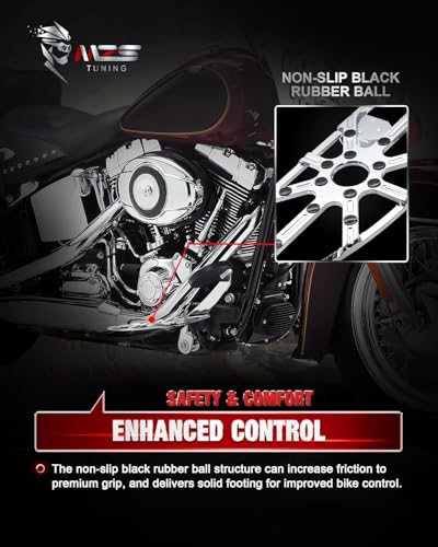 Image of MZS Motorcycle Floorboards Passenger Driver, Touring Footboards Set Wide Foot Pegs Board Pedal Stretched Chrome Compatible with Electra Street Glide Road King Ultra Glide Limited Trike Softail FLD