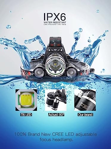 Image of FOXELLI Super Bright Headlamp, Rechargeable LED, Waterproof, 3 Light Modes, 500 Lumens, Adjustable Strap, Head Mount, Ideal for Running, Hiking, Camping