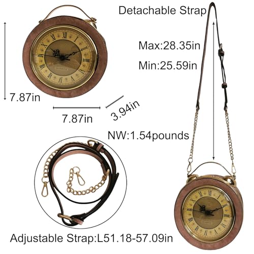 Image of Women PVC Clock Shaped Handbag Crossbody Shoulder Bag Clock Purse