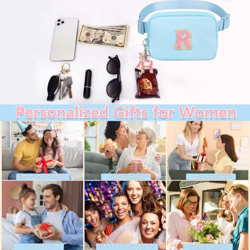 Image of Belt Bag for Girls Gifts - Birthday Gifts for Teenager, Personalized Gifts for Mom Freind Sister Teacher, Graduation GiftsInitial Crossbody Bag Belt Bag for Women Lavender Blue O