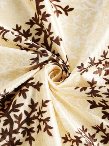 Image of Home Sizzler 2 Pieces Bloom Line Grommet Eyelet Polyester Window Curtains - 5 Feet, Coffee Brown