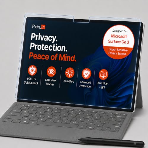 Image of Pxin Aura | Compatible with Microsoft Surface Go 3 | Touch Sensitive Privacy Screen | Anti Blue | Anti Glare | UltraThin for Hyper Touch | Anti UV | Privacy Filter