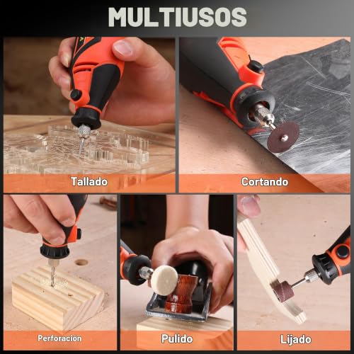 Miniatura 5 de Valuemax Mini Amoladora Eléctrica 130w, Multiherramienta Con 120 Accesorios, Herramienta Rotativa Con 5 Velocidad Variable De 35000 Rpm, Bolsa De Almacenamiento, Para Bricolaje