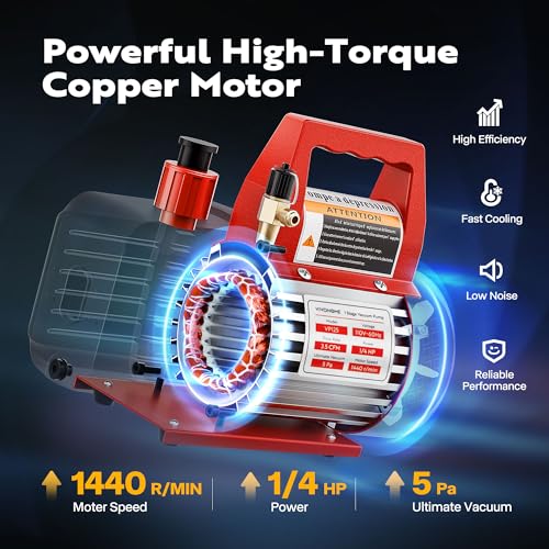 Image of VIVOHOME 1 /4 HP 3.5CFM 1 Stage AC Vacuum Pump and R134a Manifold Gauge Set