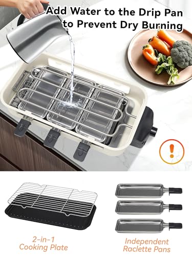 YOHSUGO Indoor Grill Smokeless, Compact Electric Grill Inside House for Kitchen Table, 1500W Korean BBQ Grill with Non-Stick Griddle Plate, Removable Raclette Cheese Pans の商品画像 6