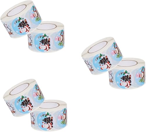 NOLITOY 6 rollos de calcomanías de sellado de Navidad Tanque de Navidad, calcomanías de Papá Noel, calcomanías de bricolaje, calcomanías de pesebre,