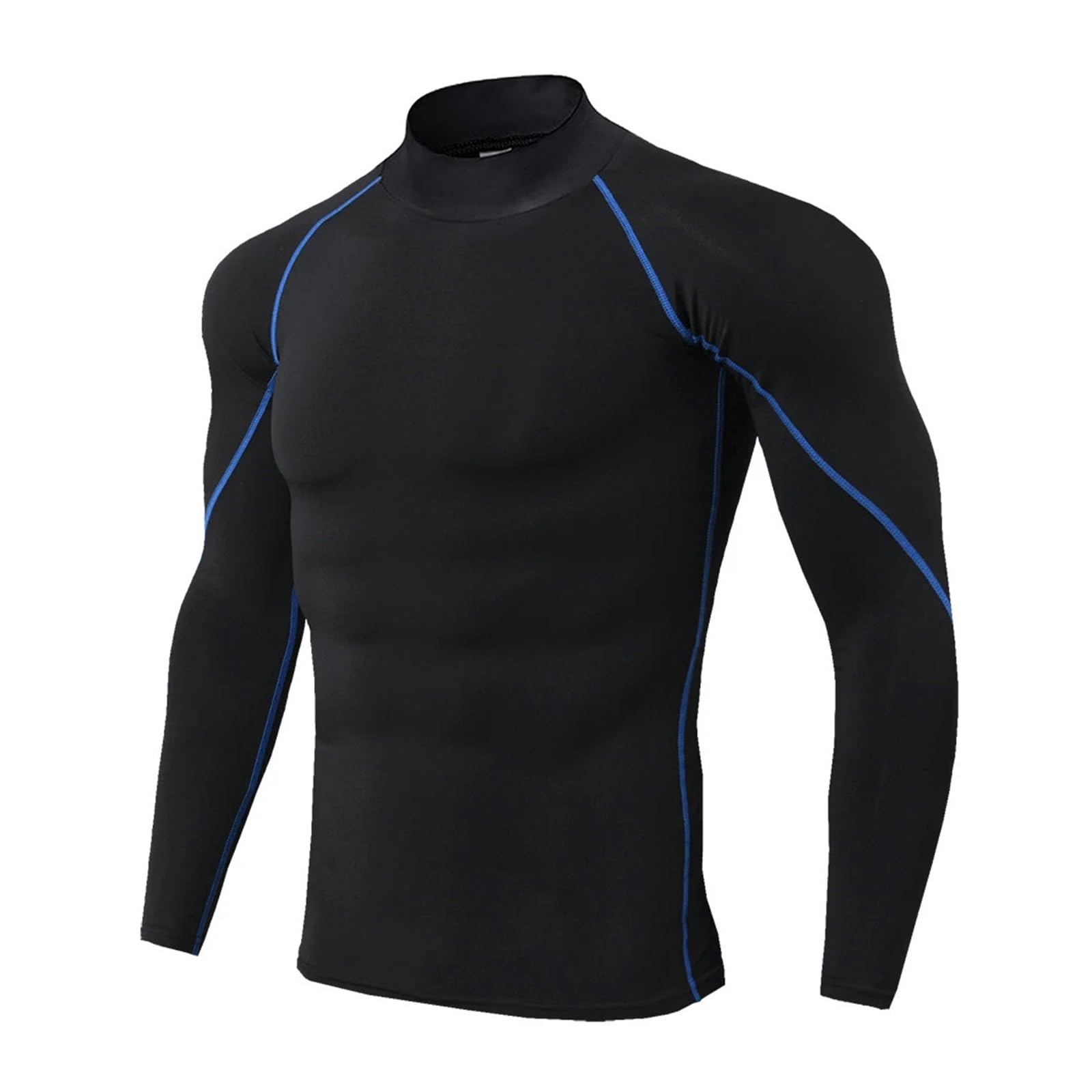 Camisa Funcional Camisetas de compresión for hombre, camisa de manga larga for correr, camisa de secado rápido, camisetas interiores de entrenamiento for culturismo y gimnasio(Black-blue,XXL)