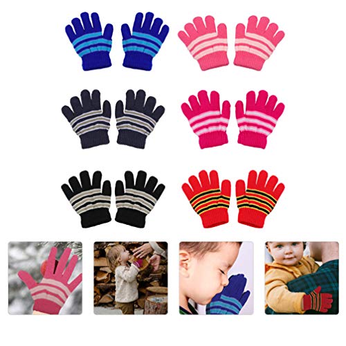 BESPORTBLE 6 Pares de Luva de Malha para Criança Luvas de Pelúcia Grossa para Bebês Luvas de Inverno