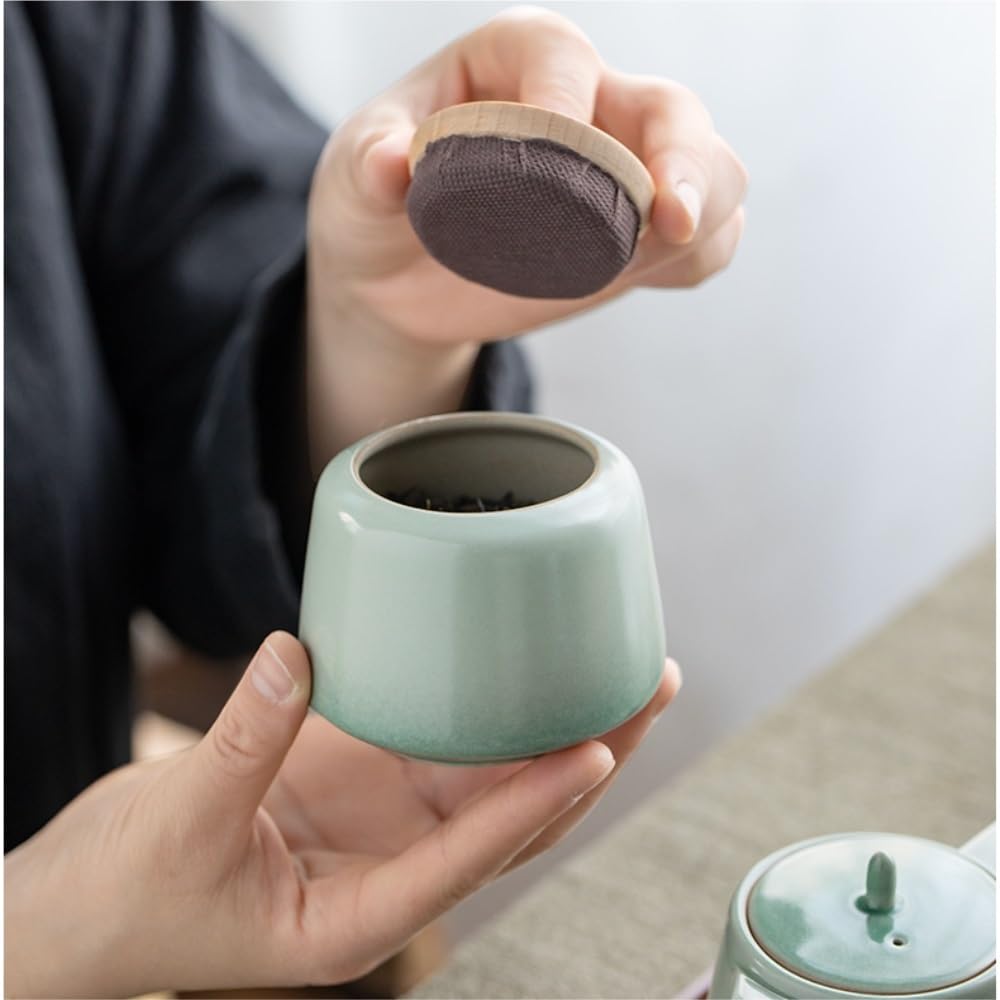 Tarro De Azúcar Tarro de cerámica for Almacenamiento té a Granel, Tarro Sellado pequeño portátil for el hogar, for Cocina, Frutos Secos, Grano café Bote De Té