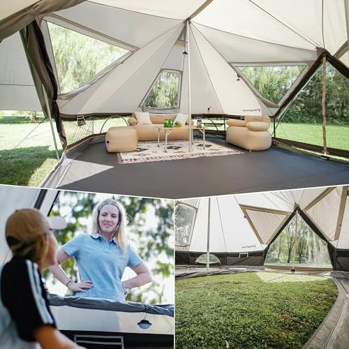 KingCamp Canvas Tent for Camping, 4 Seasons Large Waterproof & Windproof Luxury Glamping Tent with Stove Jack for Family Outdoor Camping, Hunting & Parties - Image 5