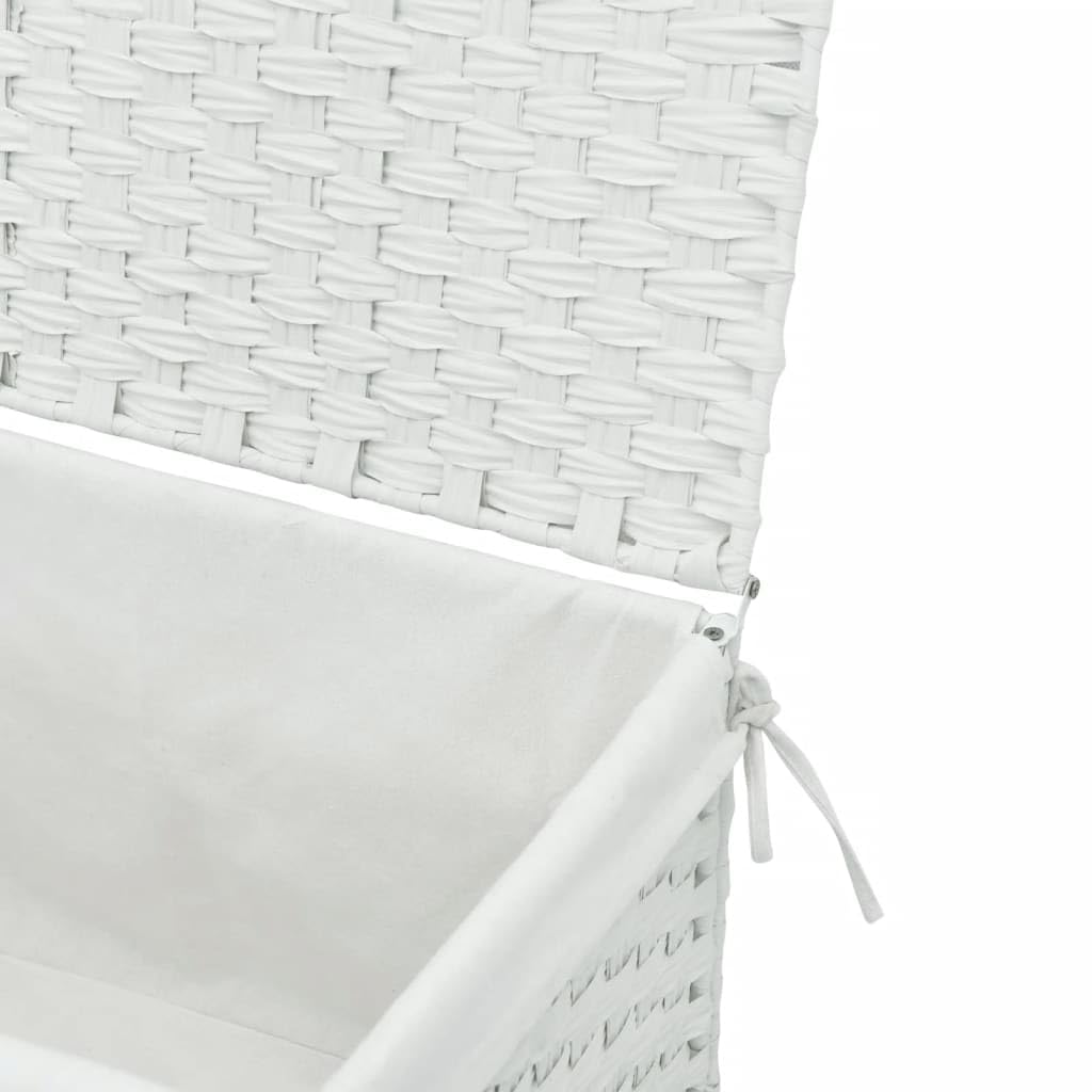 vidaXL Cesto Portabiancheria Coperchio Bianco 55,5x35x34 cm Polyrattan