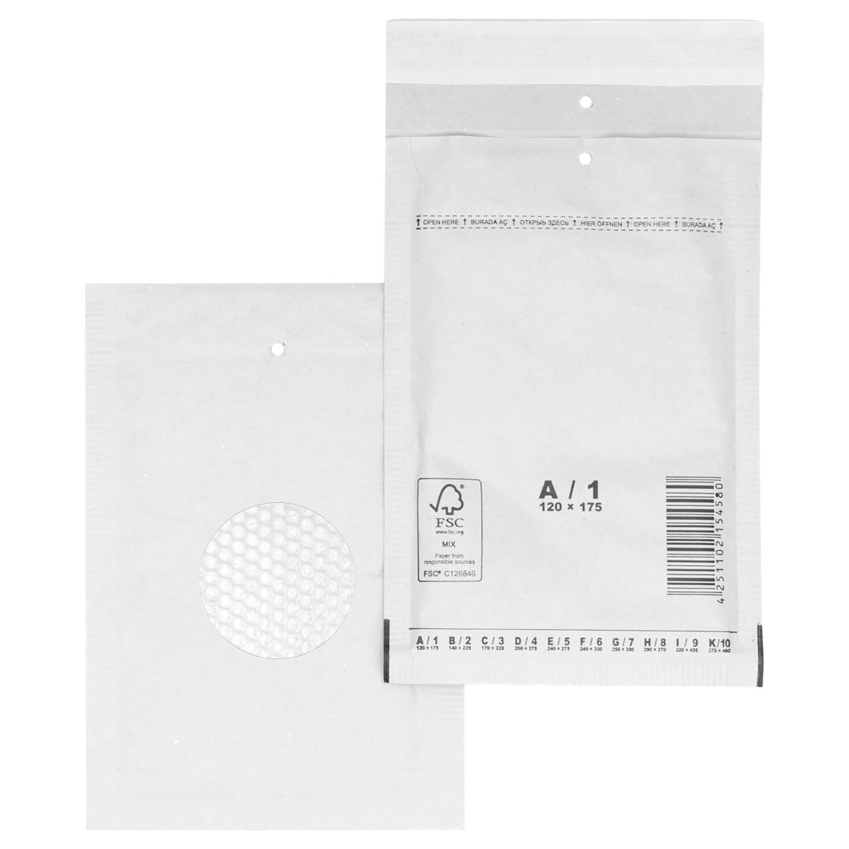 verpacking Luftpolstertaschen 120x175 mm A1 Weiß Versandtaschen - Luftpolsterumschlag Polsterumschläge selbstklebend 100 Stück