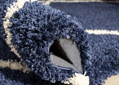 Image of SAGON Anti-Skid Shaggy Carpet Rug for Home | Ultra-Soft Plush Floor Mat for Living Room & Bedroom | Non-Slip, High-Density, Cozy Luxury Decor| 6 x 9 Feet Blue Ivory Box