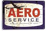 Tinworld Tin Sign: Aero Service Mechanic Duty Aviation Rustic Retro Airport Metal Decor Hangar Garage Cave B594