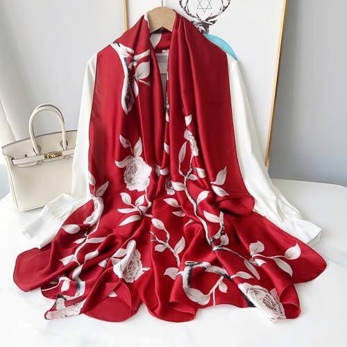 Image of MALINA Women's Polyester Silk Satin Stole Scarf - Soft Lightweight Fashion Wrap, Elegant Floral & Gradient Design, summer stole,Scarf For Women,Premium Stole,Large Size 180x90 cm'