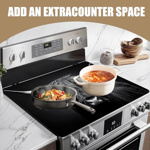 Image of Black Highland Cow Stove Top Covers for Electric Stove, Electric Gas Stove Pad Heat Resistant Range Cooktop Protector for Home Decor Kitchen 28 inchx20 inch