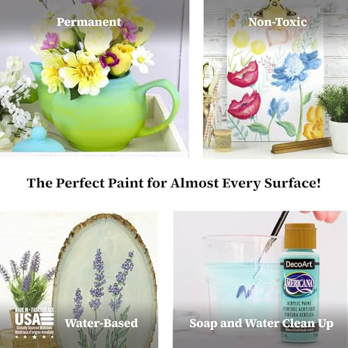 Image of DecoArt Americana Acrylic Paint Set - Essential Pastel Colors, 9 Bottles (2 fl oz) - Art and Craft Acrylic Paints for Canvas, Wood, and More