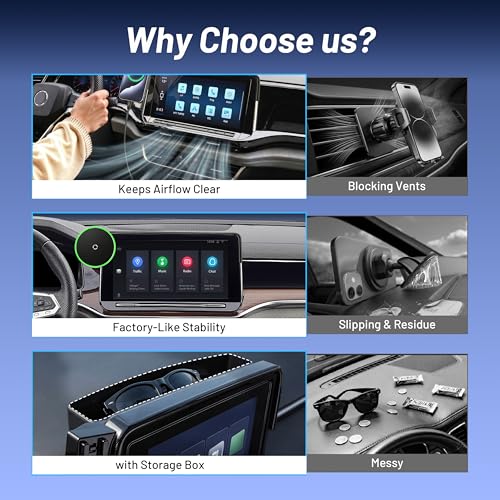 Image of Magnetic Phone Holder for Volkswagen Atlas (2024 2025 2026, 12inch) / VW Altas Cross Sport, 15W Wireless Car Charger for iPhone & Samsung, 360 & Hands Free, with Storage Box, New Car Accessories