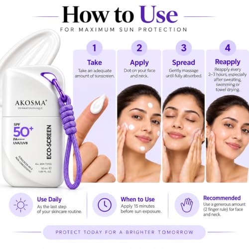 AKOSMA Eco-Screen Sunscreen Milk SPF 50+ PA++++ 50ml - Image 7