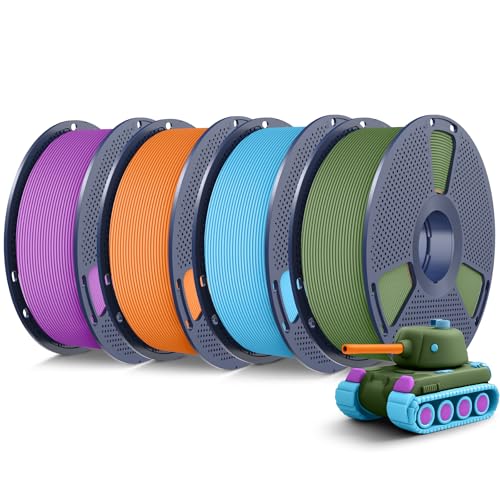 Image of SUNLU 4KG 3D Printer Filament Bundle PLA Matte 1.75mm, Neatly Wound Filament with Matte Finish, Print with 99% FDM 3D Printers, 1kg Spool (2.2lbs), 4 Packs, Olive Green+Light Blue+Purple+Orange