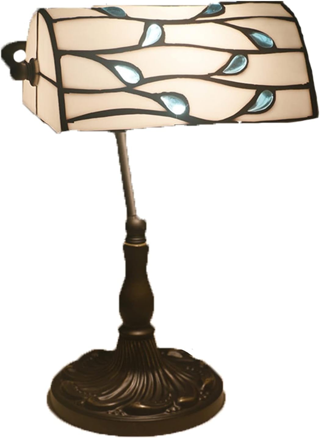 Table Lamp Retro Banker Bedside Ligth Handmade Stained Glass Lampshade(5)