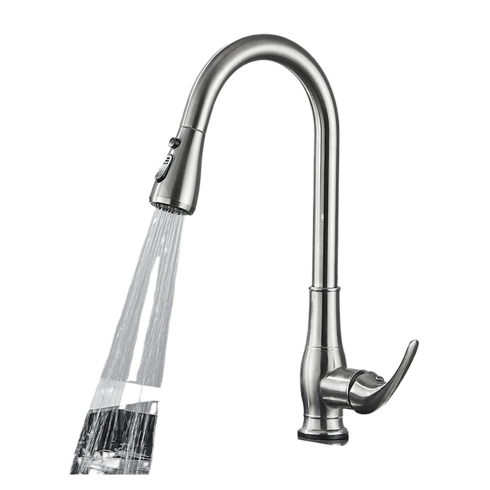 Mitigeur de cuisine rotatif 360° en nickel brossé à tête extractible jet double