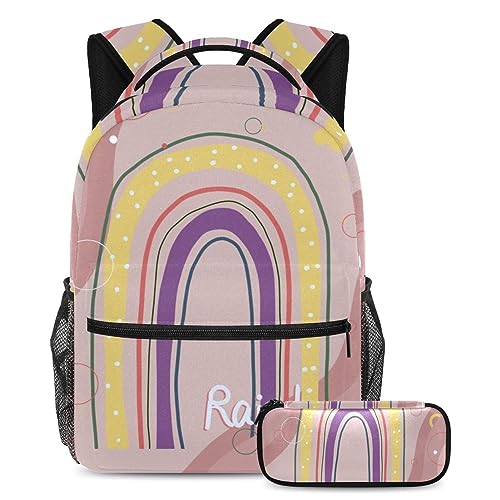 Sac à dos arc-en-ciel multicolore éclatant avec trousse assortie