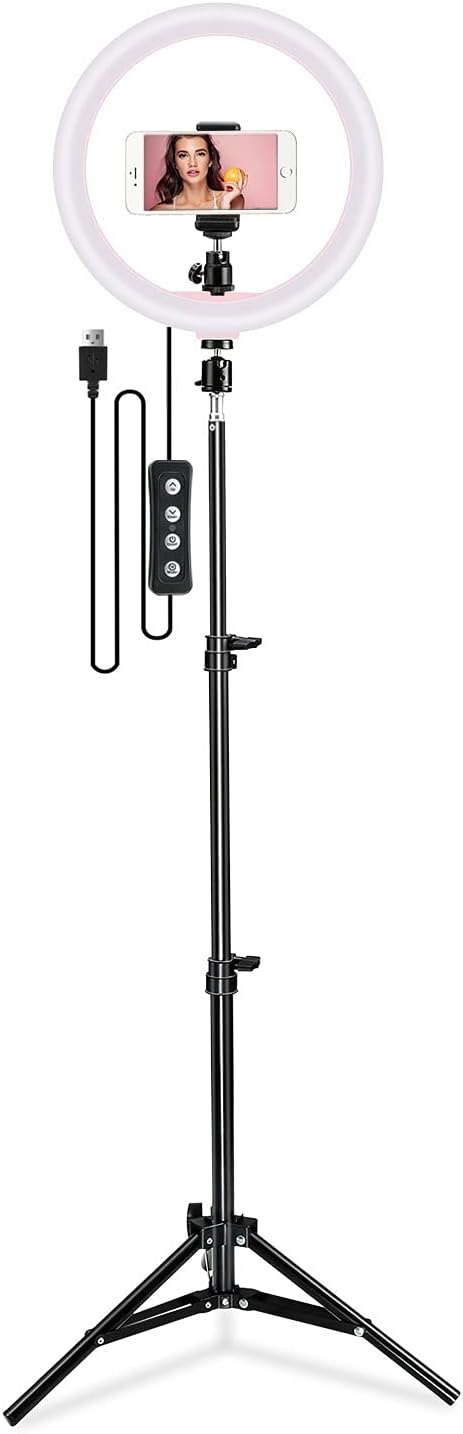 iEGrow Led Ring Light 12 Inch Dimmable LED Ring lighting Kit with Tripod Stand 5500k Selfie Ring Light 3 Modes 10 Brightness Flii Ring Light for phone Make Up Vlog Live Stream Youtube