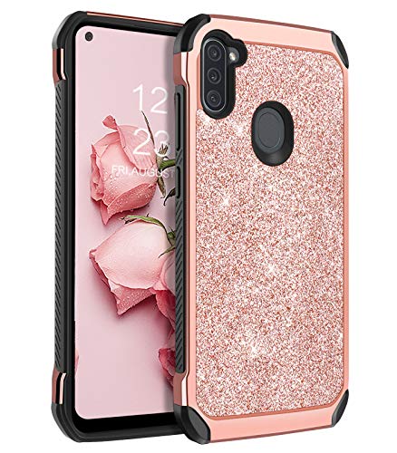 BENTOBEN Samsung Galaxy A11 Case, 2 in 1 Hybrid Glitter Sparkle Bling Hard PC Cover Soft TPU Bumper Girls Women Rugged Shockproof Protective Phone Case for Samsung Galaxy A11 6.4