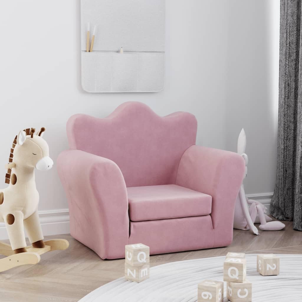 vidaXL Canapé-lit pour Enfants, Lit de Jour avec Dossier et Accoudoirs, Lit d'Invité pour Tout-Petits Chambre Salon Maison, Rose Peluche Douce