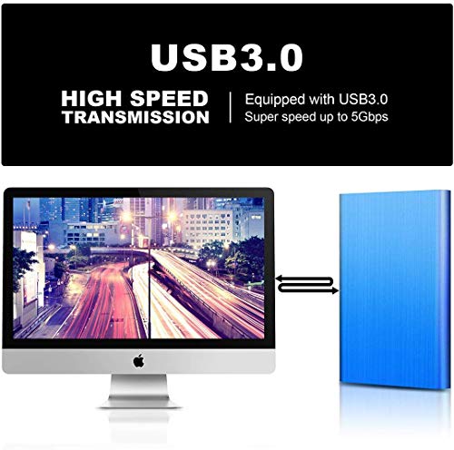 Hard disk esterno portatile da 1 TB USB 3.0 – HDD esterno USB 3.0 compatibile per PC, Mac, laptop e Smart TV (2 TB, rosso)