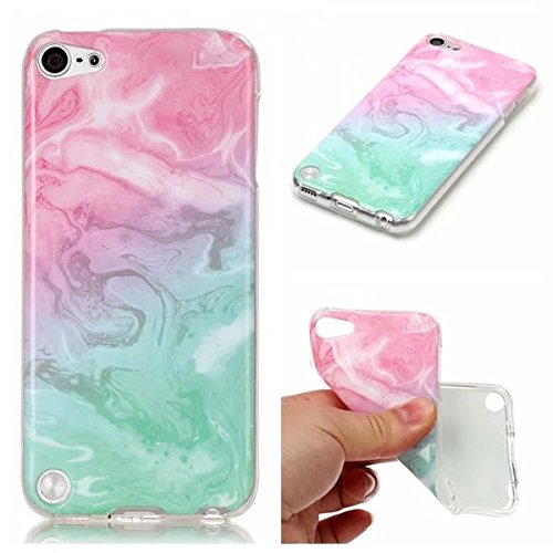 XYX iPod Touch 6 Marble Case,[Marble Pattern] Slim Shockproof Flexible TPU Soft Rubber Silicone Skin Cover for iPod Touch 7/iPod Touch 6/iPod Touch 5,Pink Green