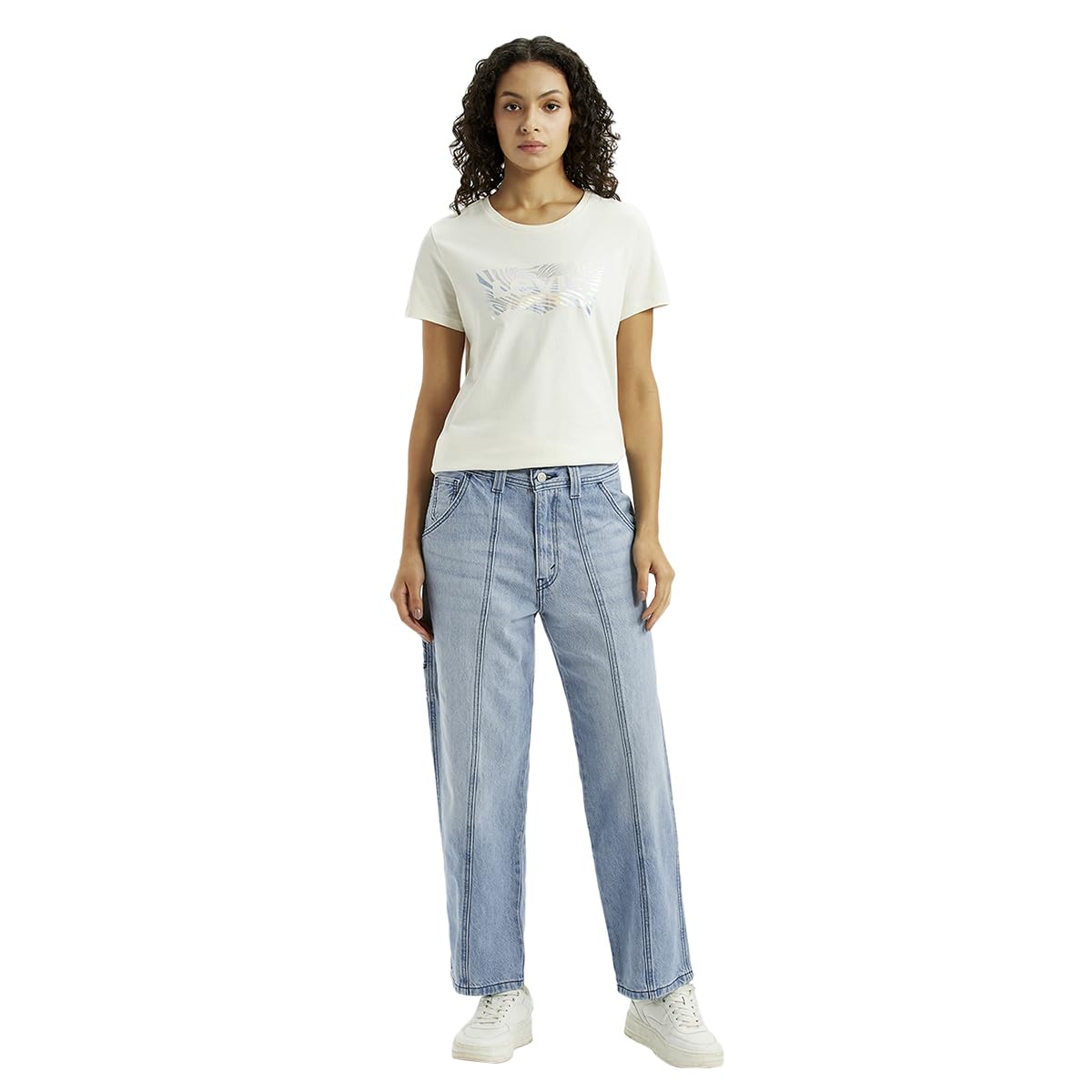 levi's Women's Mid Rise Baggy Loose Fit Light-Blue Carpenter Jeans-picture-56