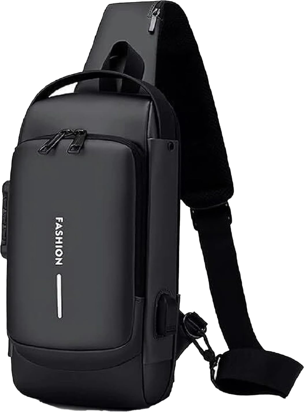 Waterproof Anti-theft Crossbody Bag With Password Zipper Lock & USB Charging Port, Men's Shoulder Chest Daypack Bag Travel Hiking Sling Backpack-image-25