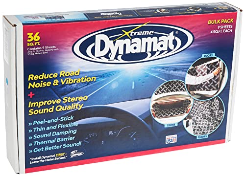 Dynamat Xtreme Sound Deadening Car Insulation Bulk Pack 10455 – Noise Dampening for Floor, Doors, Panels, Hood or Trunk – Easy Self Adhesive Install – Made in USA – 9 Sheets 18”x32”, 36 sq ft total