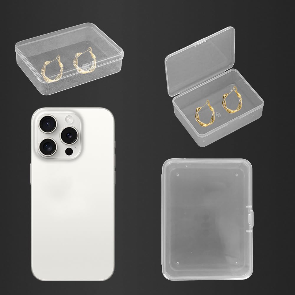 WYAN 12 Pcs Transparent Boxes, Bead Storage Box, Containers Rectangle, Box Case with Flip-Up Lids, Storage Containers - Image 4
