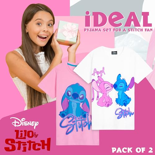 Image of Disney Stitch Girls Short Pajama Sets, Cozy Breathable Loungewear - Stitch Gifts