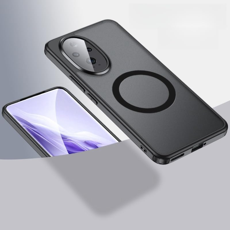 BRAND Ultra-Thin TPU Frame Case for Honor 200, With Magnetic Ring for Wireless Charging & Car Mount, Black
